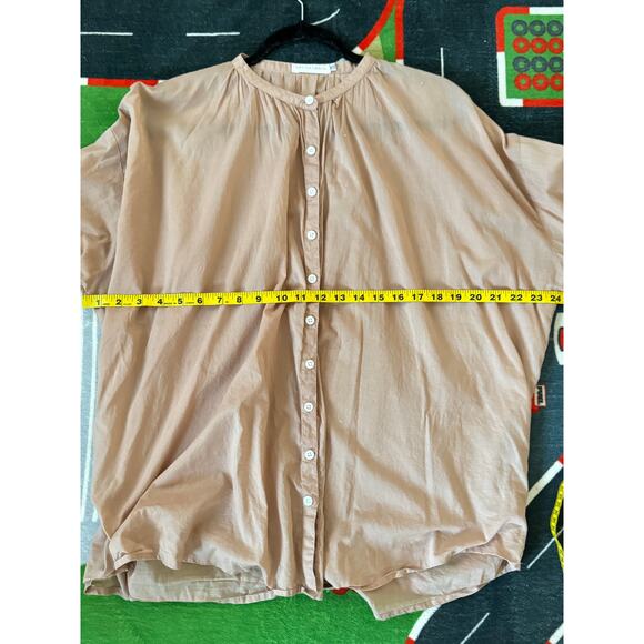 MYSAYANG Handmade 100% Cotton Button Front Blouse One Size Tan - Picture 5 of 8